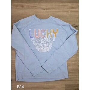 Lucky Brand Women's Blue Crew Neck Sweater Small, Long Sleeve, Stretch Pullover